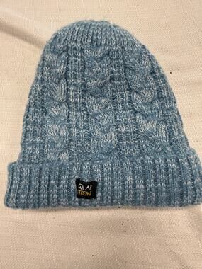 Polar Extreme Cable Knit Beanie Hat Blue Fleece Lined Winter Cap One Size